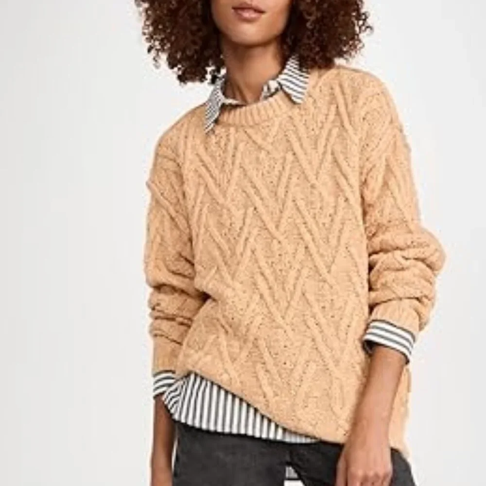 NEW FREE PEOPLE ISLA Cotton cable knit sweater 266  5M3